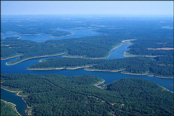 Aerial view of Norfork Lake