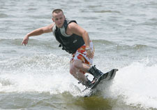 wake board on lake