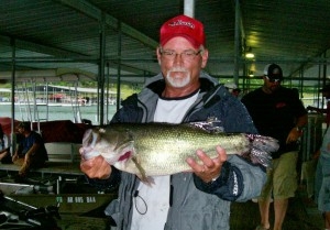Four pound bis bass caught on Norfork Lake