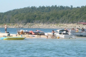 Boats on beach at Sand Island