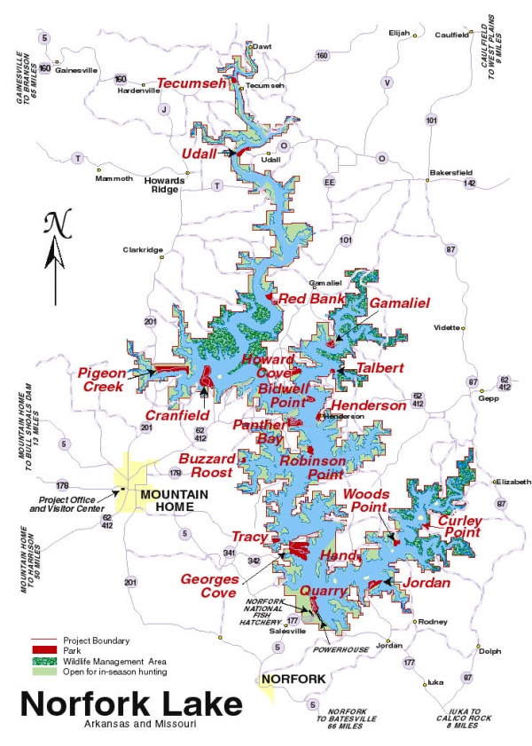 Norfork Lake Map, for your better lake and fishing vacation. Visit us soon!