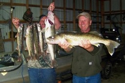 Fishermen with catch of walleye on Norfork Lake