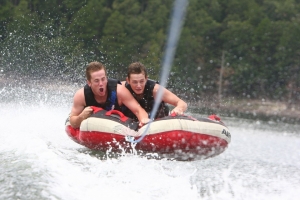 Boys tubing on Norfork lake