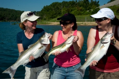 Three ladies with fish at Norfork Lake